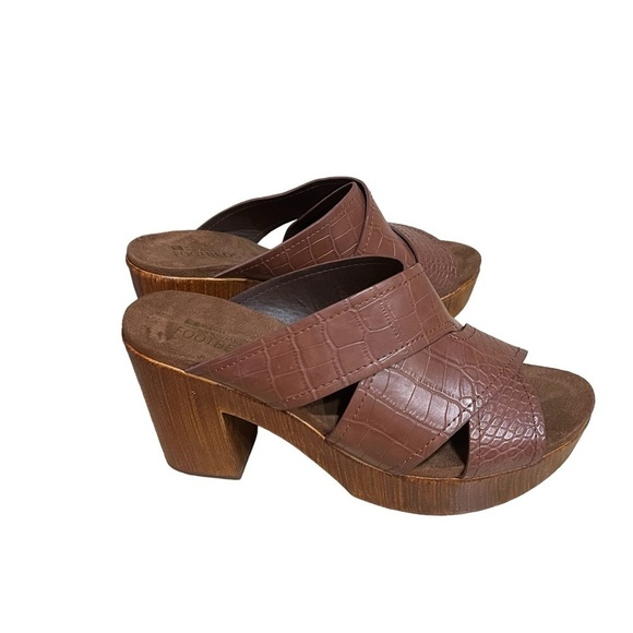 White Mountain Alive Platform Sandal Womens 10M Brown Clog Slip On Shoes - Picture 1 of 10